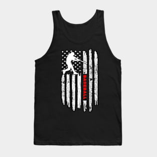 Baseball Player Lover American Flag Team Tank Top